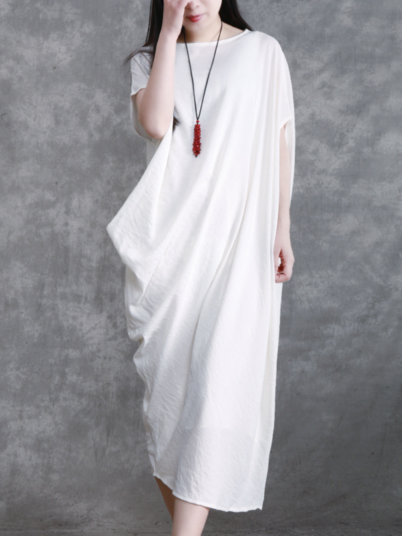 solid color long maxi dress loose bat sleeve long skirt