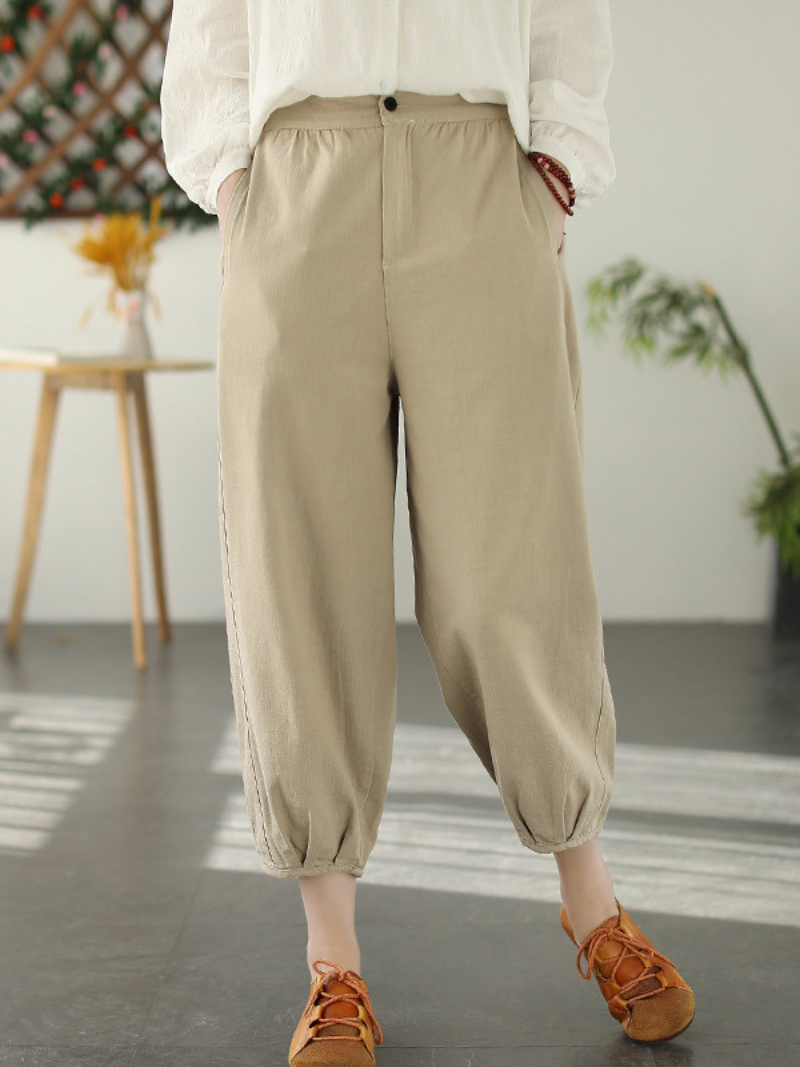 Pantalon sarouel long et ample à taille élastique pour femme