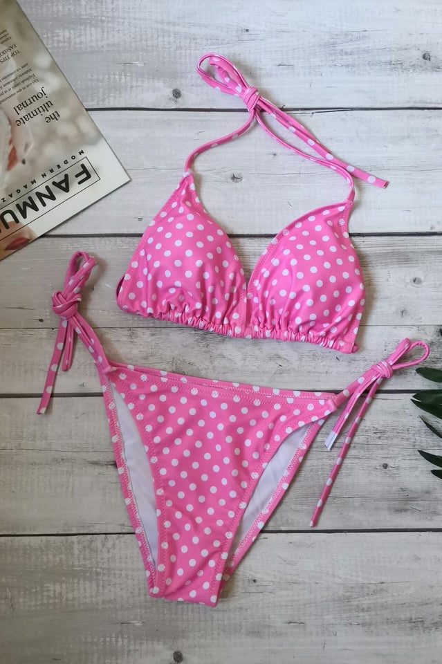 Polka Dot Print Push Up Brazilian Swimsuit