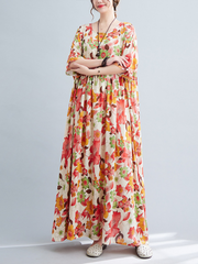 Beach Lunch Lounge Smocked Printed Flower Dress