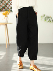 Women Fashion Casual Elastic Waist Loose Long Harem Bottom Trousers