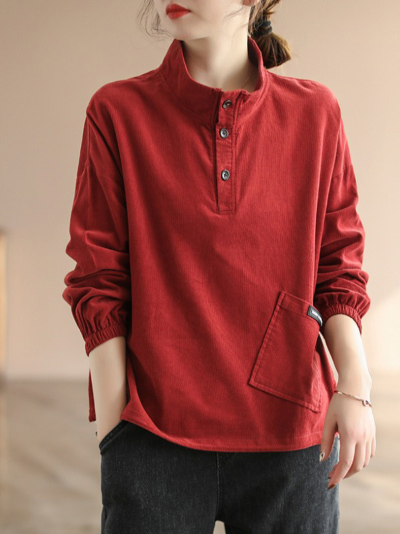 Fashionable Sweater Jacket Loose High Collar Long Sleeve Button Top