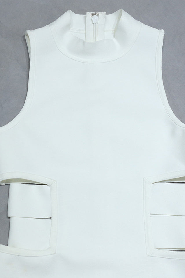High Neck Cut Out White Dress – DVL Shop