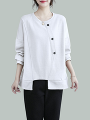 Female Casual Winter Soild Color Long-Sleeved Button Sweater Top