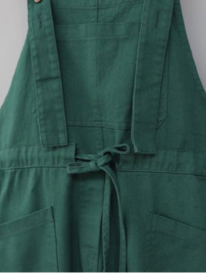 Waist Tie Belt Loose Wide-Leg Boho Pockets Overalls
