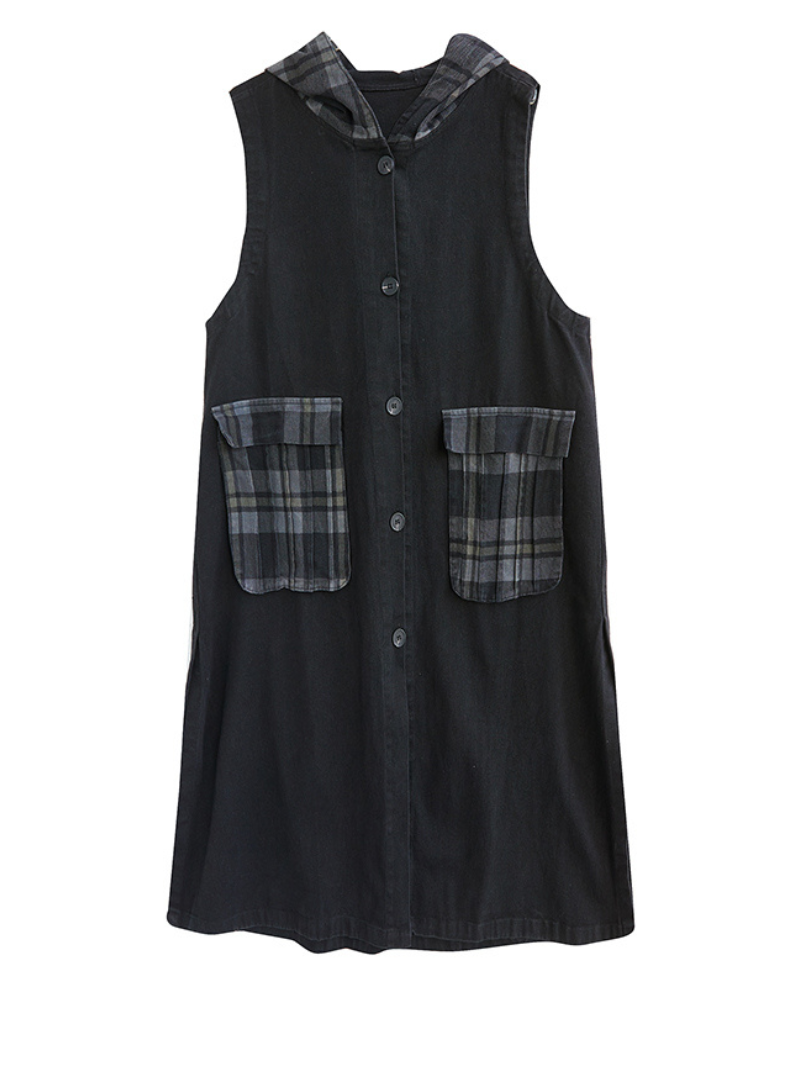 Champion Denim Plaid Hooded Dress