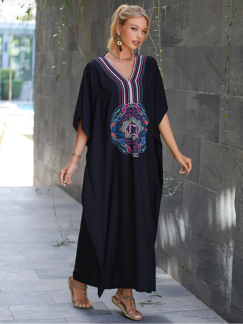 All You Need Rayon Black Kaftan Dress