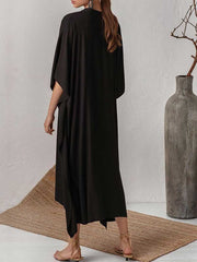 Plain Polyester Long Sleeves Kaftan Dress