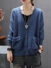 Pull cardigan à fil en avant