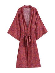 Robe de nuit longue en kimono à imprimé floral
