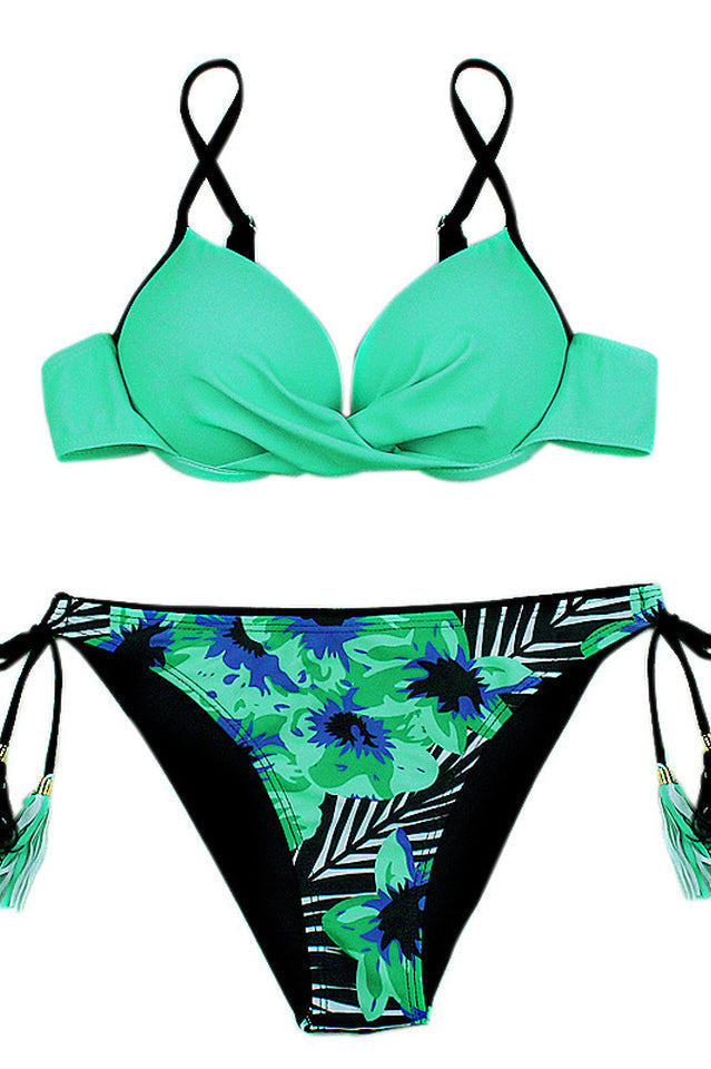 Tropisches Bikini-Set mit Quasten