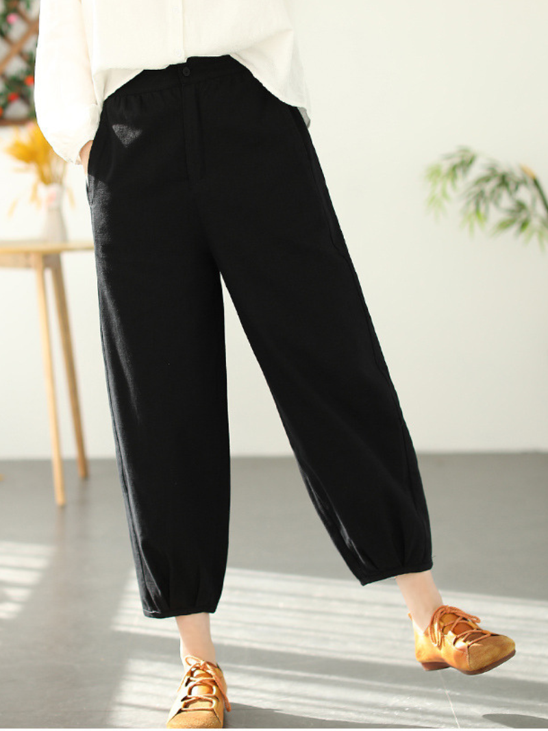 Pantalon sarouel long et ample à taille élastique pour femme