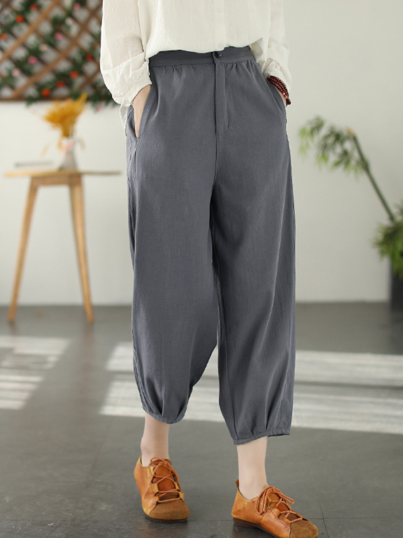 Pantalon sarouel long et ample à taille élastique pour femme