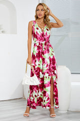 Printed Thigh-Slit Maxi Dress