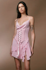 Yvonne Blush Ruffle Corset Mini Dress