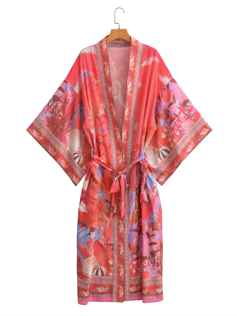 Autumn Stylish Multi-Color Mermaid Print Cardigan kimono