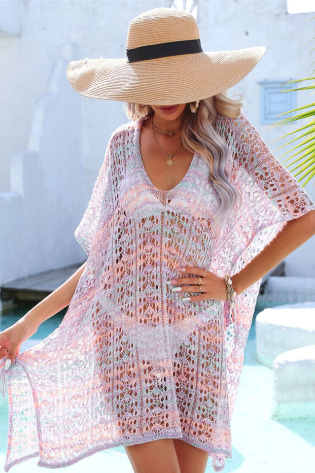 Side Slit Plunge Openwork Cover-Up