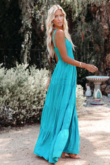 Swing Plissiertes Maxi-Boho-Kleid