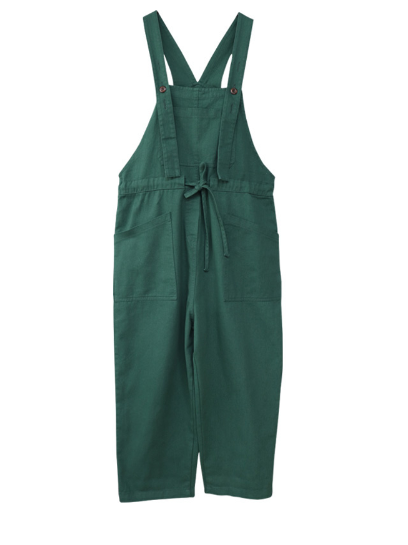 Waist Tie Belt Loose Wide-Leg Boho Pockets Overalls