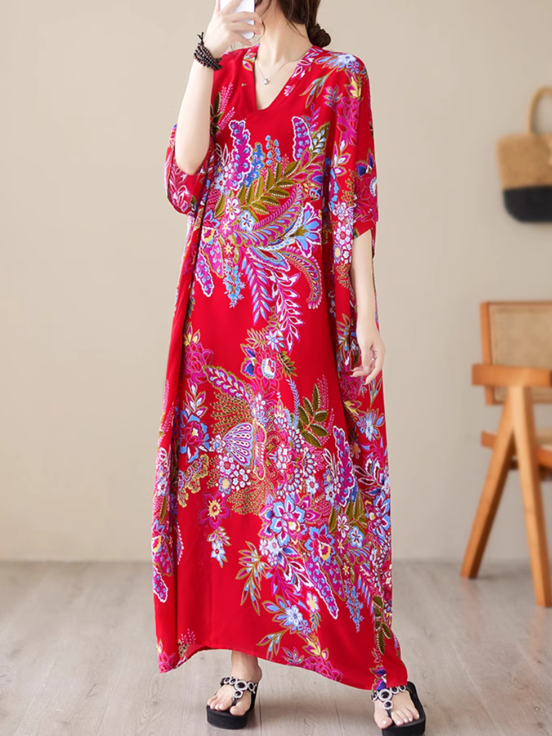 Feel My Love Casual Pattern Kaftan Dress