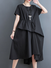 Just My Style Cotton Round Neck Loose A-line Dress