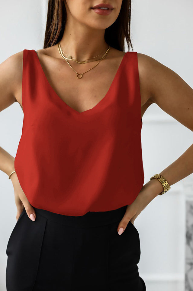 V Neck Silk Vest Top