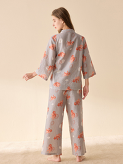 Süßer, lockerer Pyjama-Anzug mit Blumenmuster für Damen