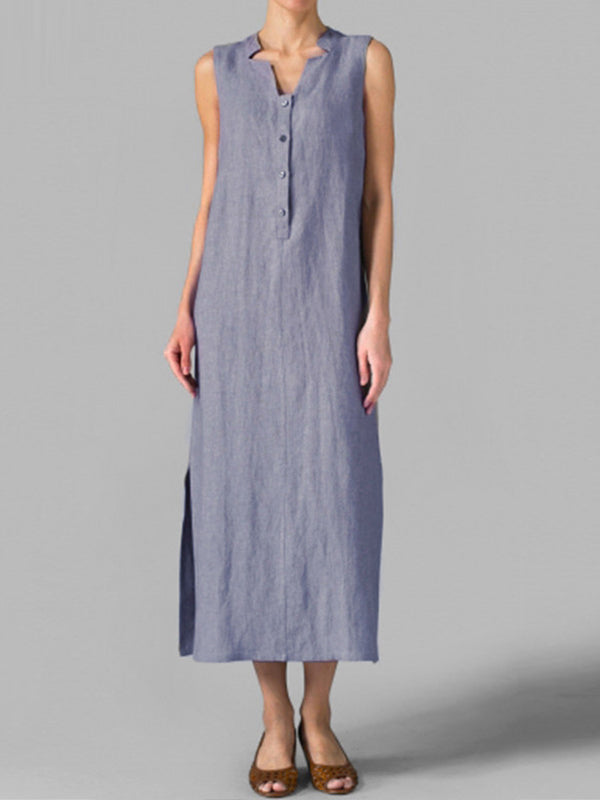 Button Align Slide-On Maxi Dress