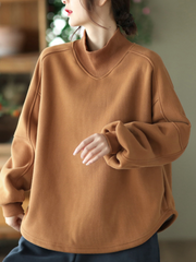 Langarmpullover Plus Fleece Casual Sweater Loose Top