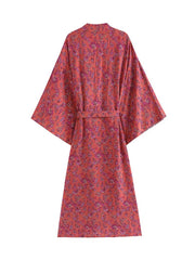 Robe de nuit longue en kimono à imprimé floral