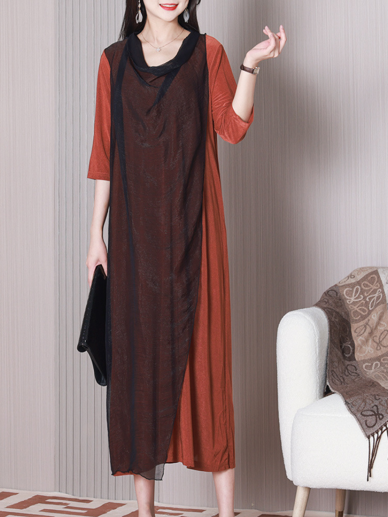 Fragarn Loose Solid Color A-line Dress