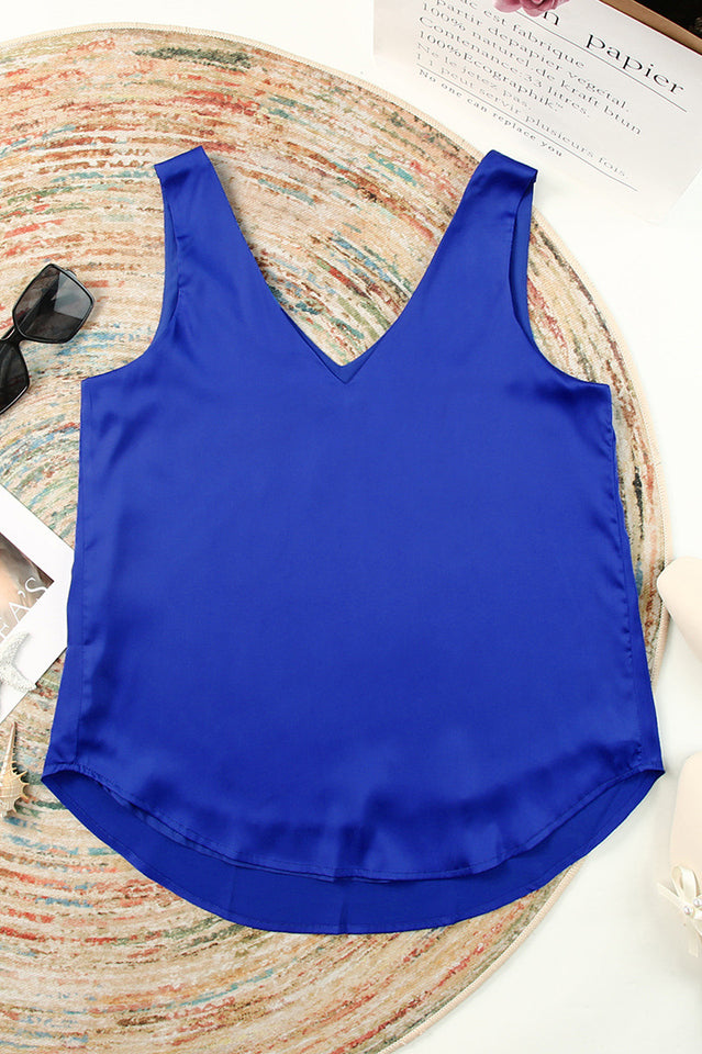 V Neck Silk Vest Top