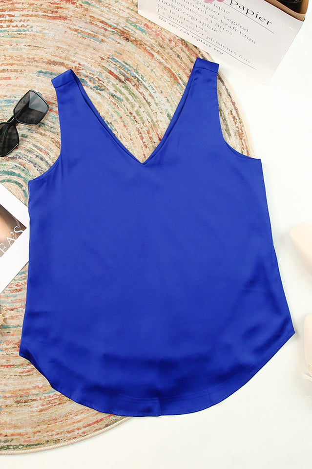 V Neck Silk Vest Top