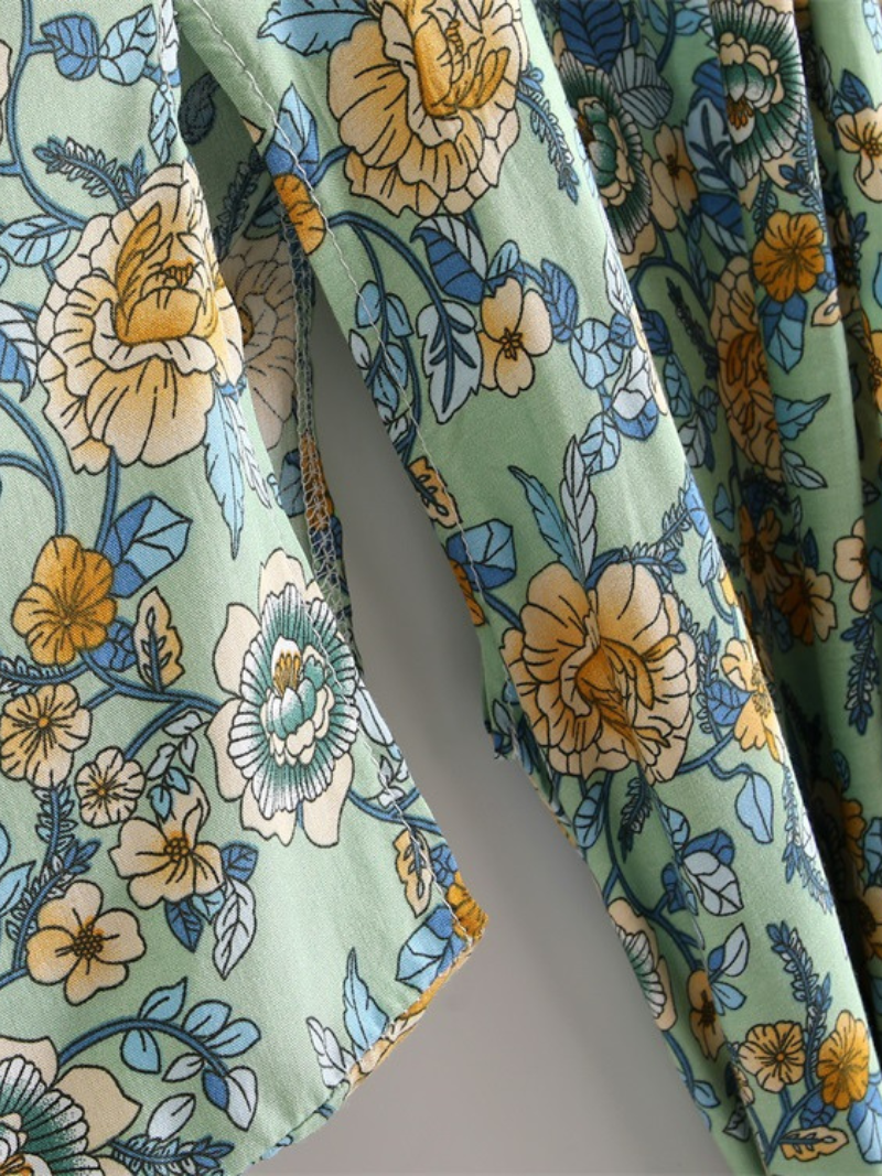 Veste kimono style bohème en coton à col en V