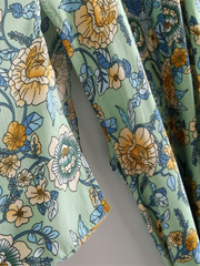 Veste kimono style bohème en coton à col en V