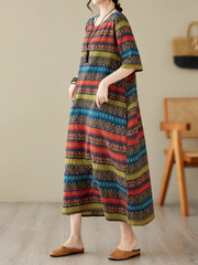 Classic Charmer  Color Striped Printed Midi Dress