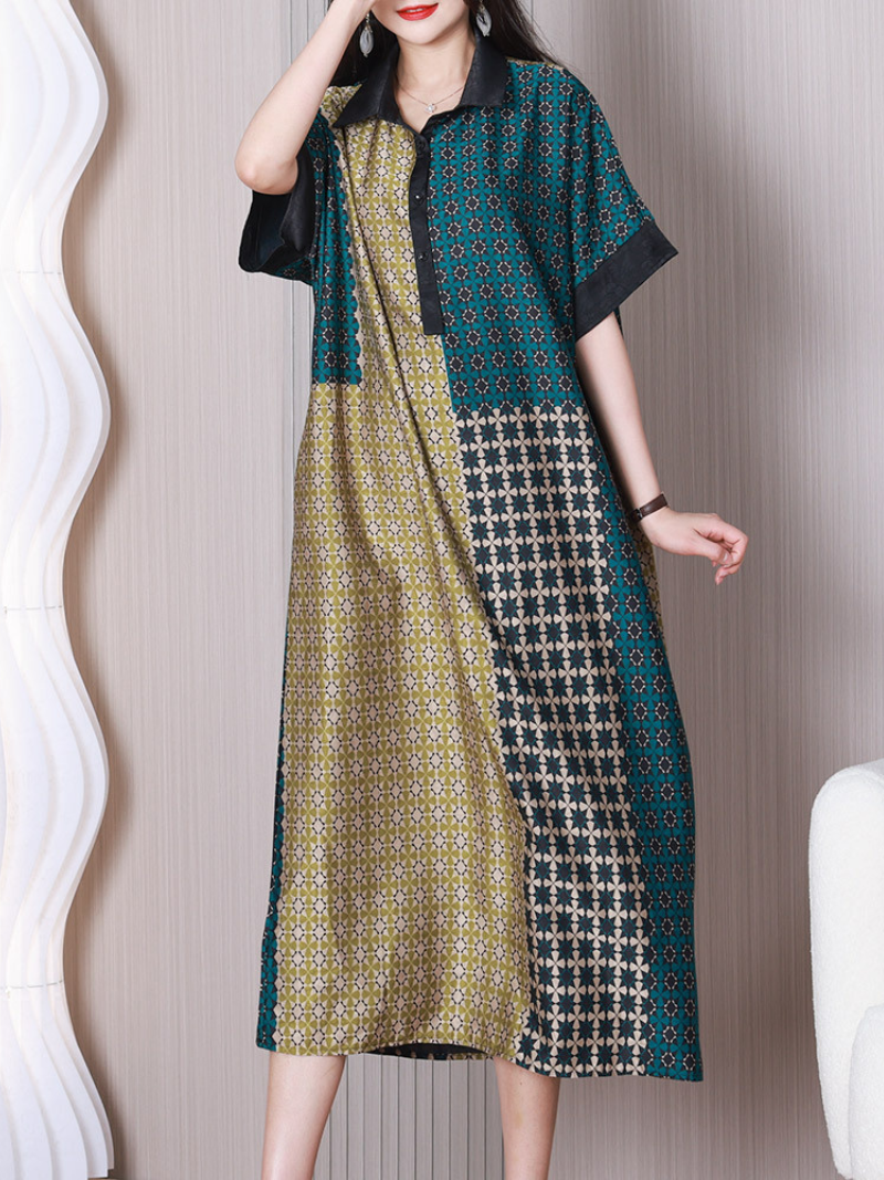 Robe trapèze à col à revers Wonderful Night