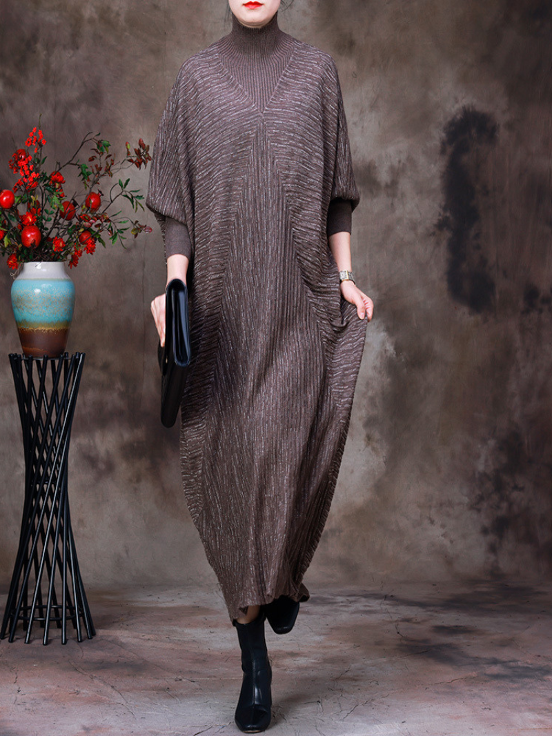 Vintage Dreams Bat Sleeve Knitted Maxi Dress