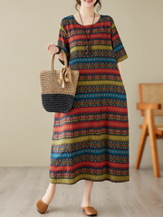 Classic Charmer  Color Striped Printed Midi Dress