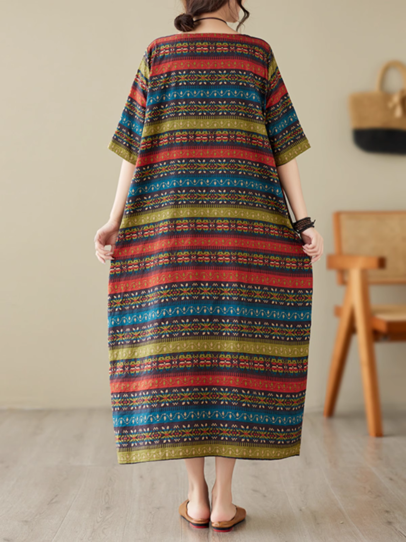 Classic Charmer  Color Striped Printed Midi Dress