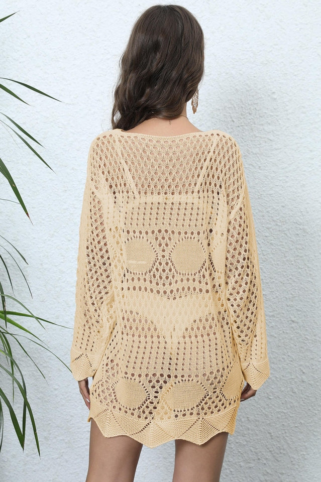 Long Sleeve Hollow Out Cover Up