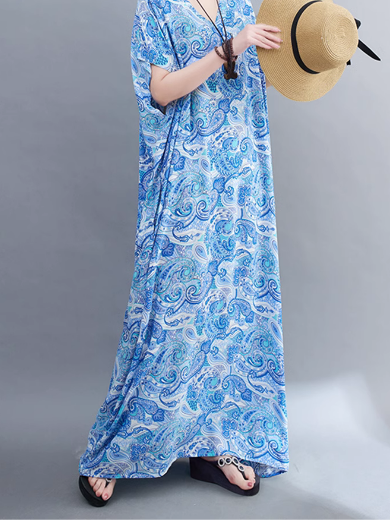 Beach Goddess Casual Printed Kaftan Dress