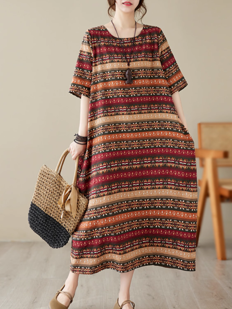 Classic Charmer  Color Striped Printed Midi Dress