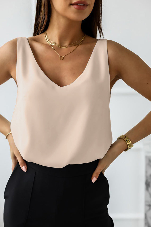 V Neck Silk Vest Top