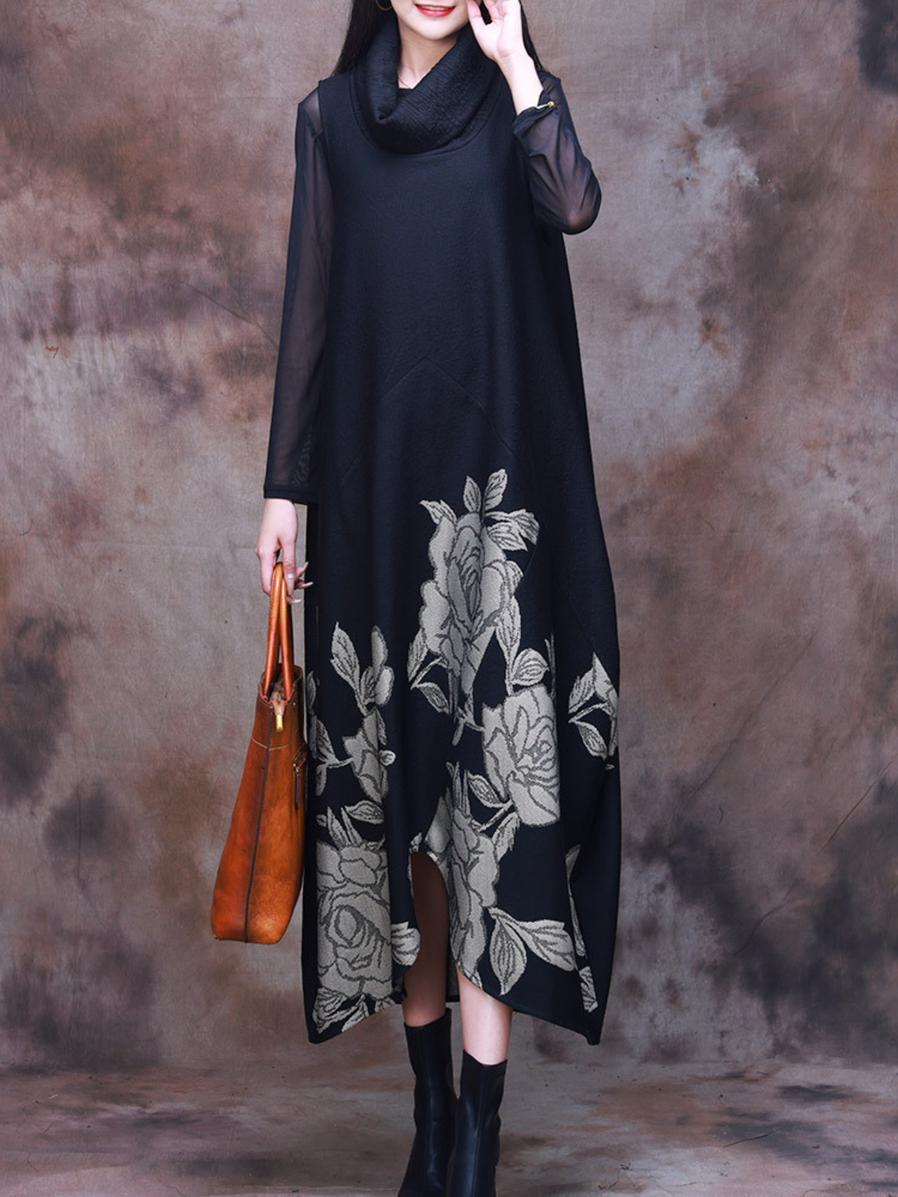 Effortlessly Stylish High Neck Printed Maxi Dress