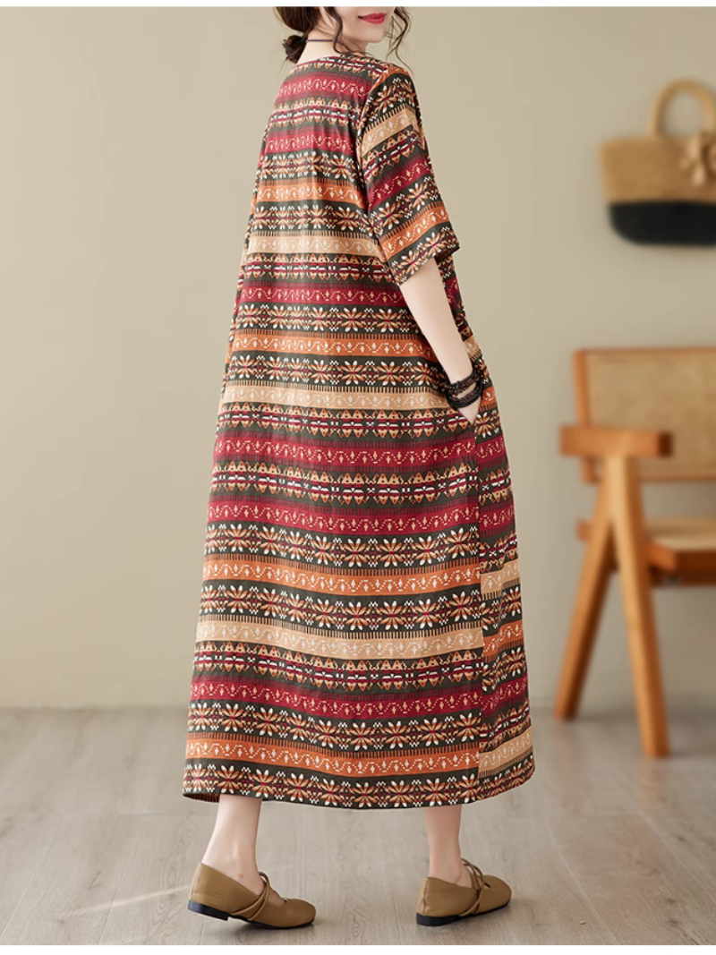 Classic Charmer  Color Striped Printed Midi Dress