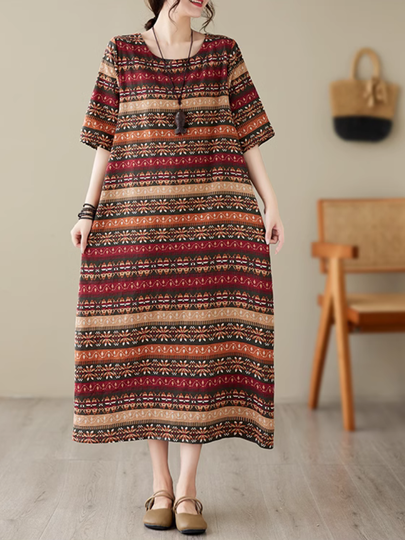 Classic Charmer  Color Striped Printed Midi Dress