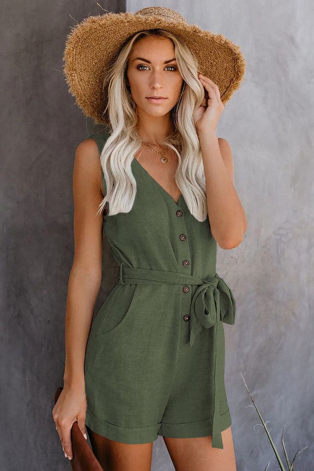 Front Tie Knot Solid Romper