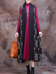 Moderner, bequemer, bedruckter, karierter langer Cardigan