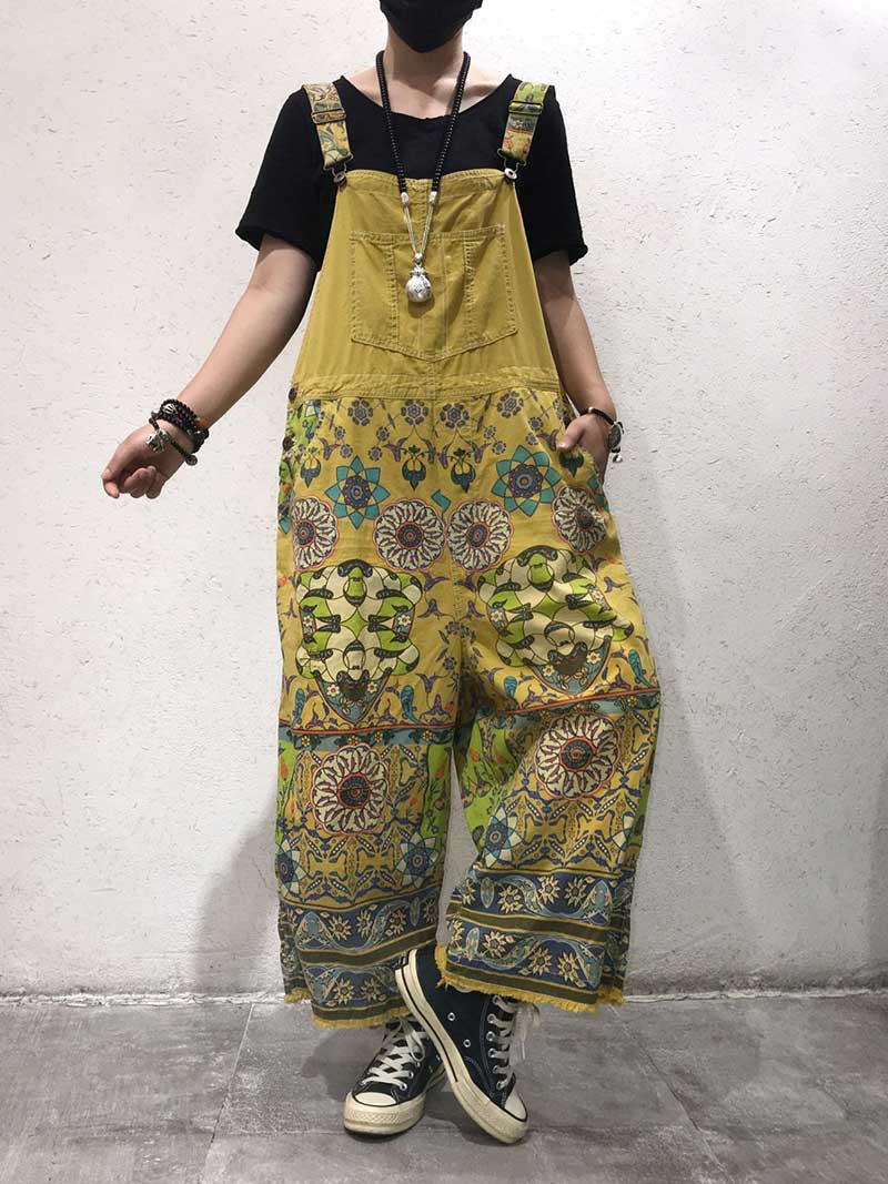 A Hundred Days Ethnic Print Cotton Overall Dungarees